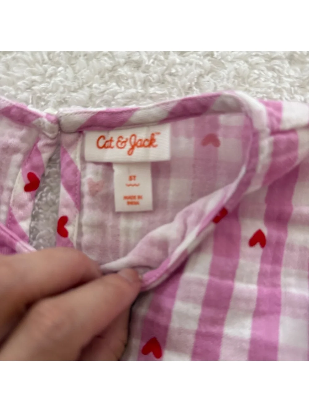 5t Pink Gingham Hearts Muslin Dress